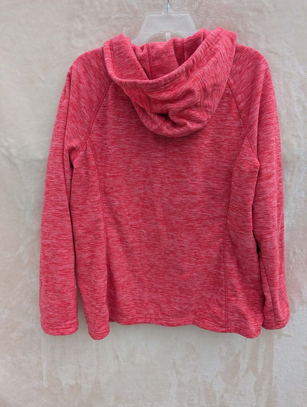 Green Tea Women's Pink Heathered Full Zip Fleece Hoodie - Picture 3 of 3